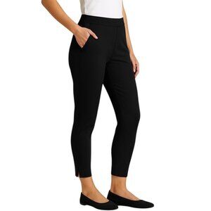 HUE Women's Pointe 7/8 Black Rayon Blend Pocketed Slit Ankle Leggings Size L NWT